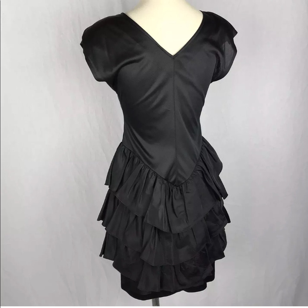 💕VTG Jackie O! Midi Dress Tiered Ruffles - Picture 4 of 7
